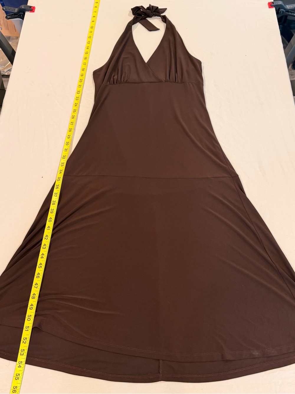 Backless Halter Brown Maxi Dress - Women